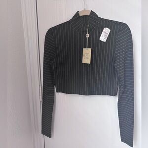 Torn by Ronny Kobo Sulan Mock Neck Crop Top